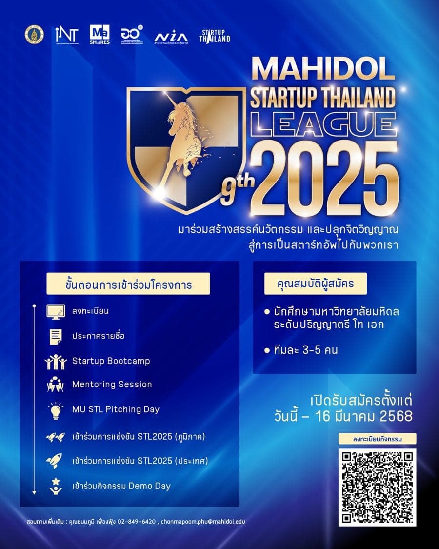 โปสเตอร์ Mahidol Startup Thailand League 2026