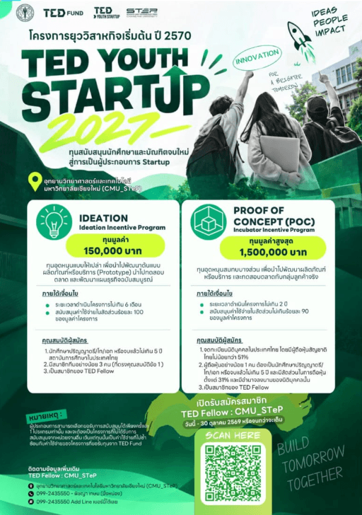 โปสเตอร์ โครงการยุววิสาหกิจเริ่มต้น ปี 2570 รอบที่ 1 (TED Youth Startup 2027)