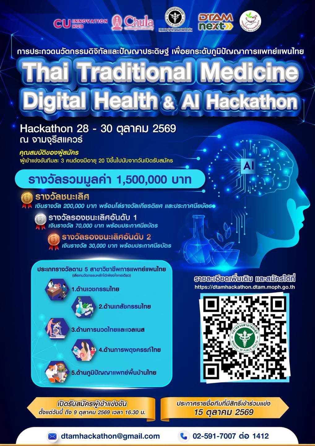 โปสเตอร์ Thai Traditional Medicine Digital Health & AI Hackathon